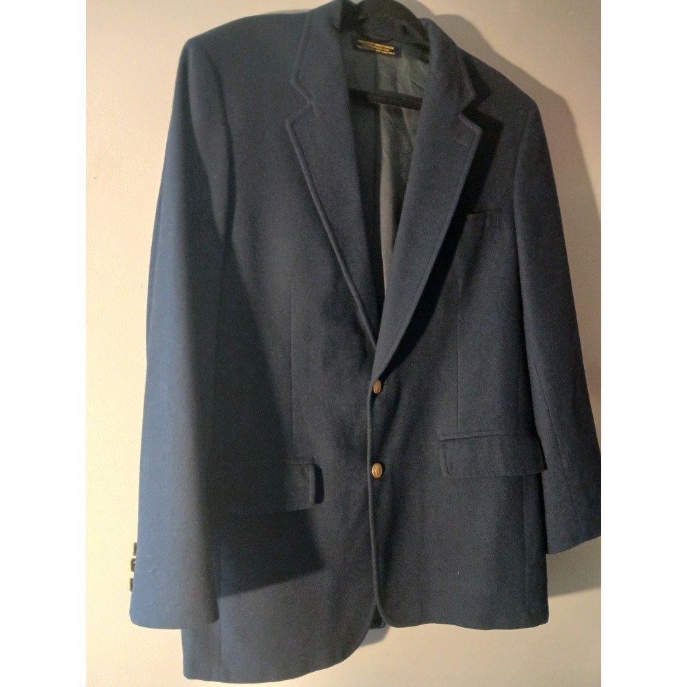 Brooks Brothers Mens Navy Blue Wool Blazer Gold Crest Buttons Made in USA